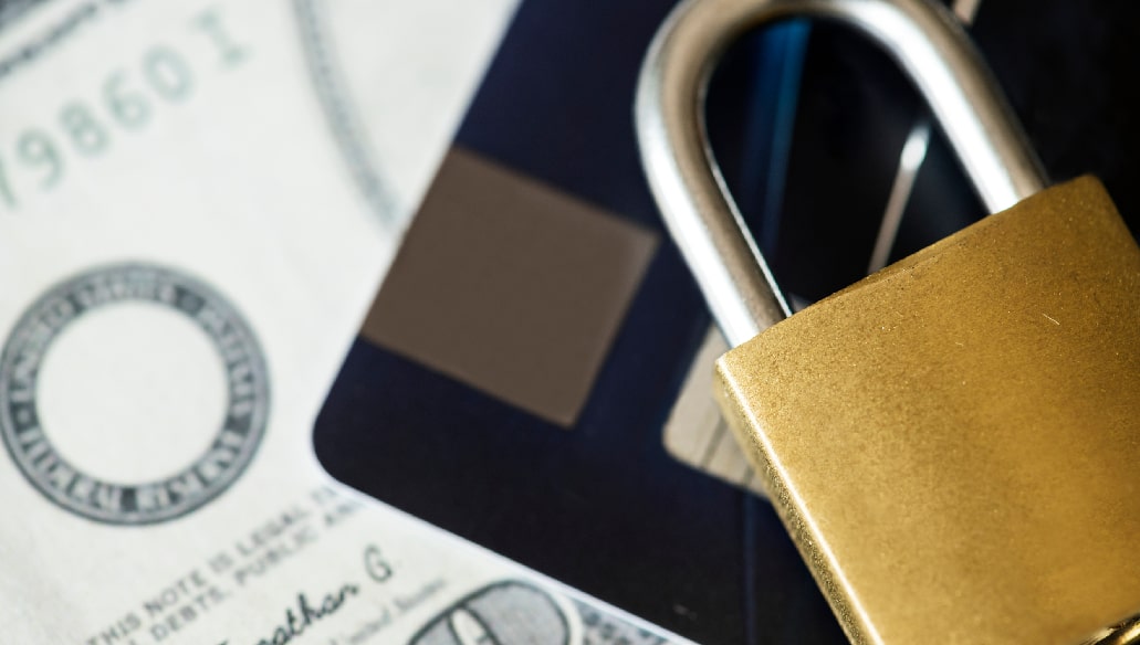 credit card with lock for web security