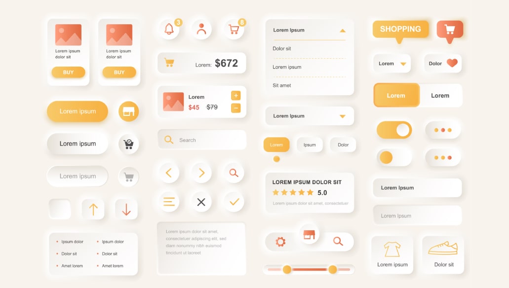 elements user interface that can be found on website