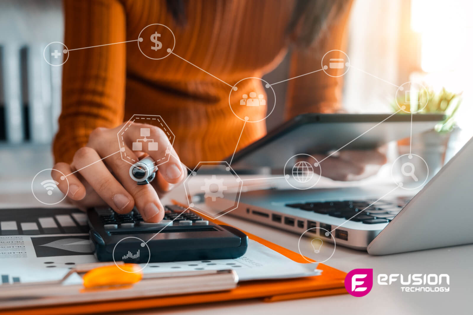 woman calculating web design ecommerce costs