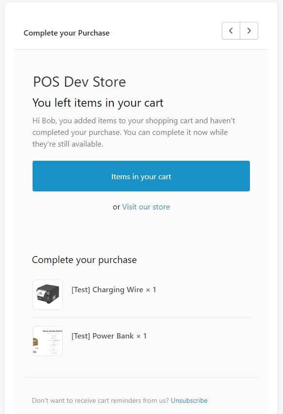 Shopify abandoned cart