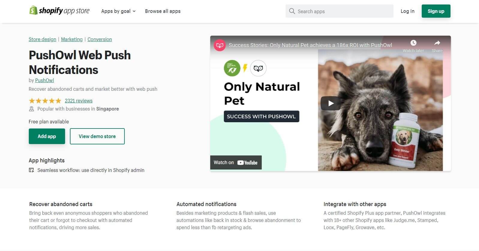 Shopify push marketing push owl