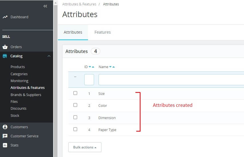 prestashop attributes