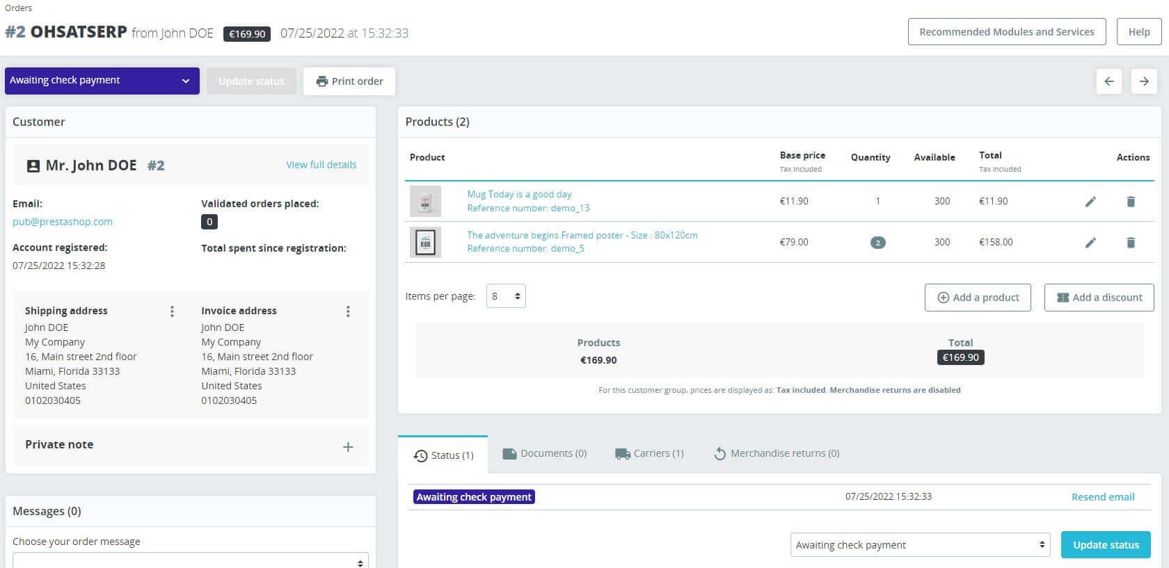 prestashop order backend