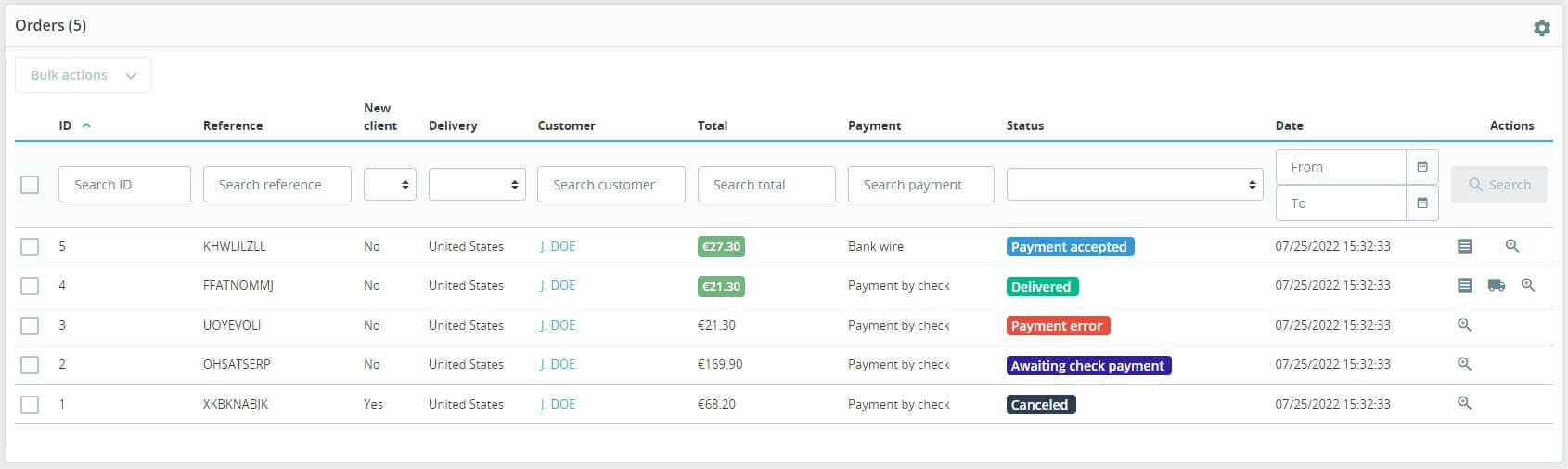 prestashop order dashboard