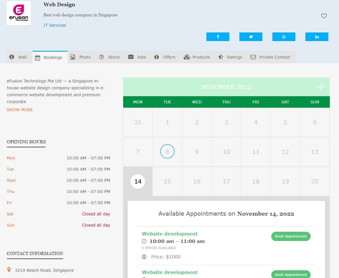 wordpress appointment booking wyzi profile page