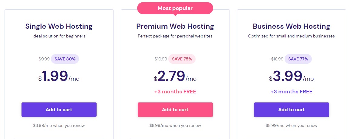 Hostinger pricing