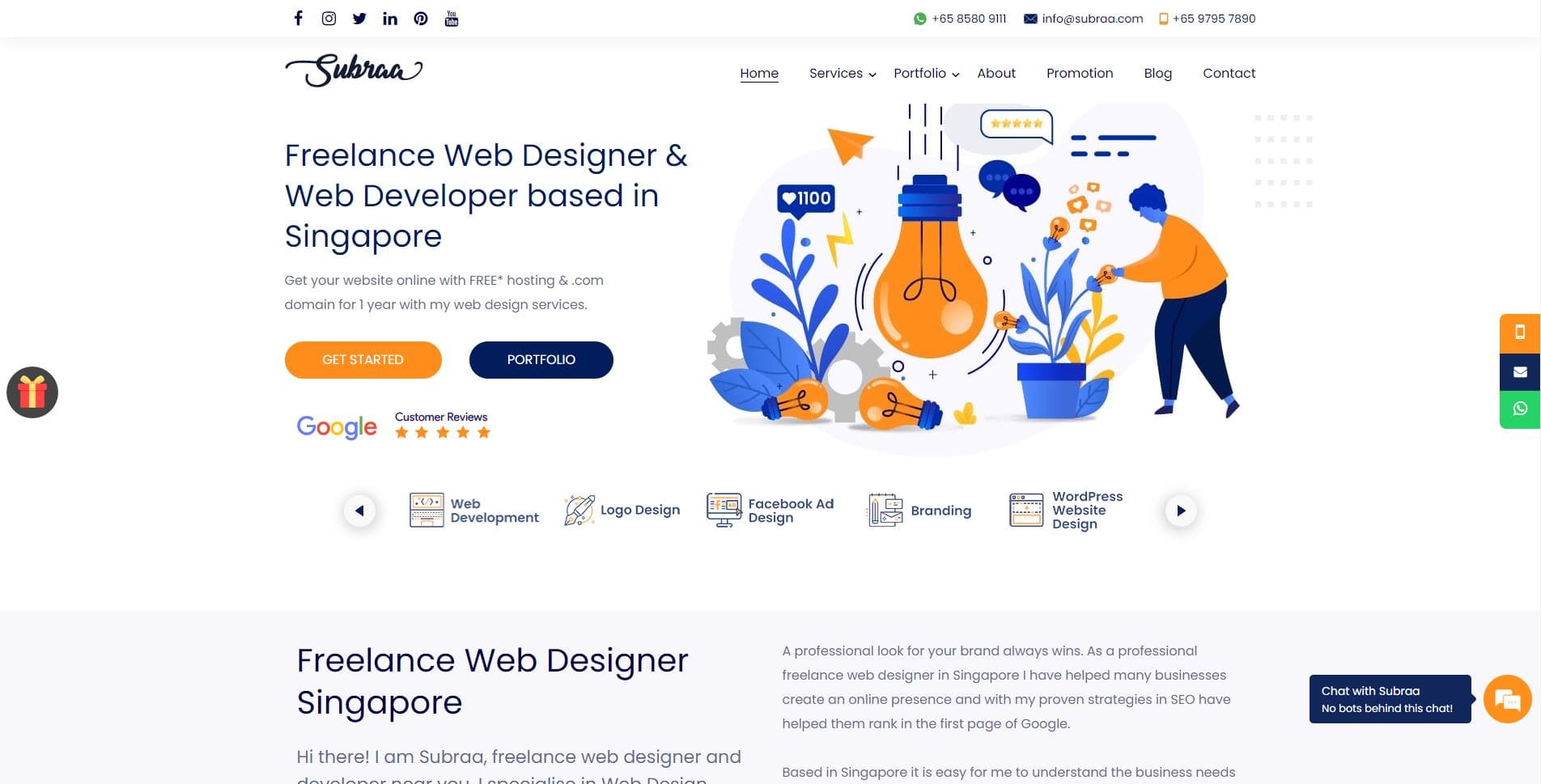 Subraa Singapore website